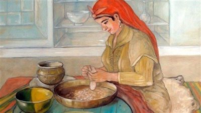 يحكى أن امرأة كانت تصنع الخبز لأسرتها
