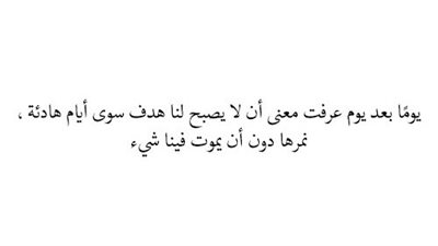 يومًا بعد يوم عرفت معنى أن لا يصبح لنا هدف